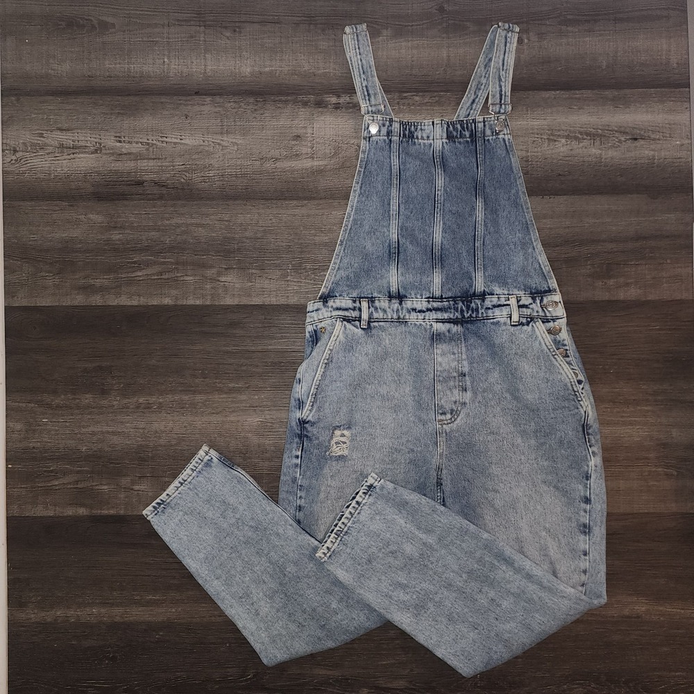 Only Women's XL (32) Denim Overalls Distressed 100% Cotton